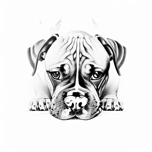 boxer dog with angle wings tattoo design idea