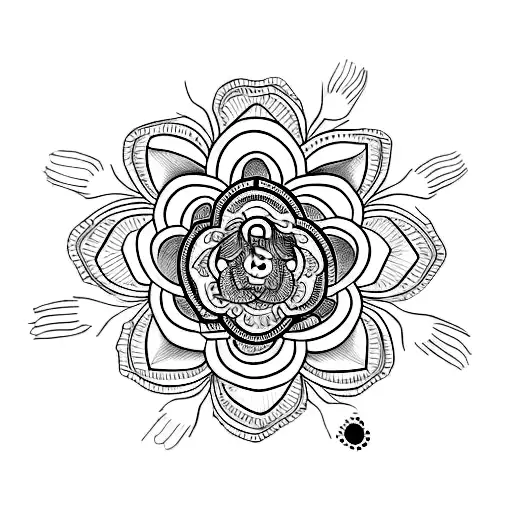 A minimalist tattoo of a dog paw print entwined with a mandala, symbolizing the bond between you and Maya. tattoo design idea