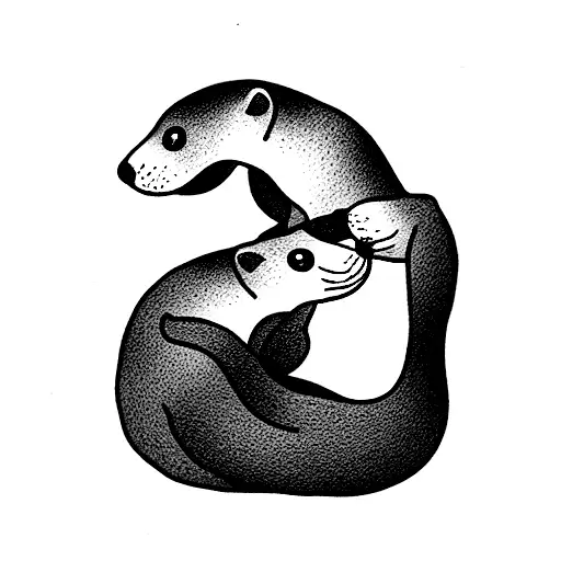 otters holding hands tattoo design idea