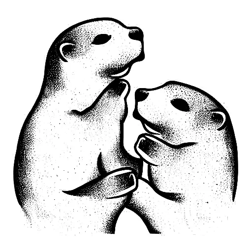 otters holding hands tattoo design idea