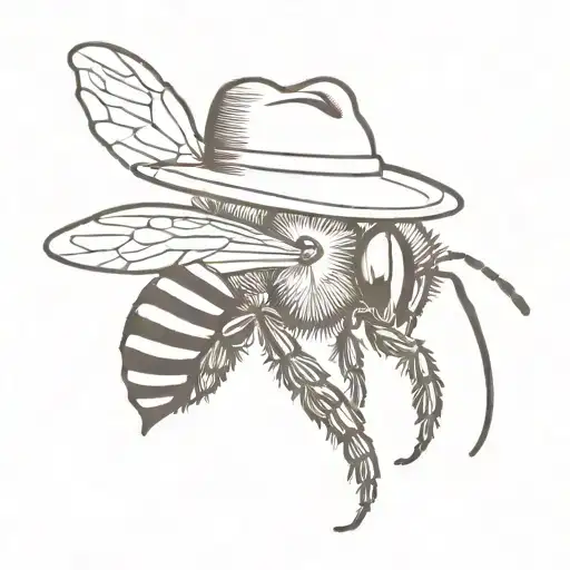 honey bee wearing Cowboy hat tattoo design idea