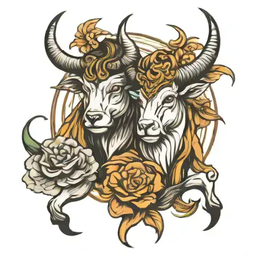taurus and leo zodiac sign tattoo design idea