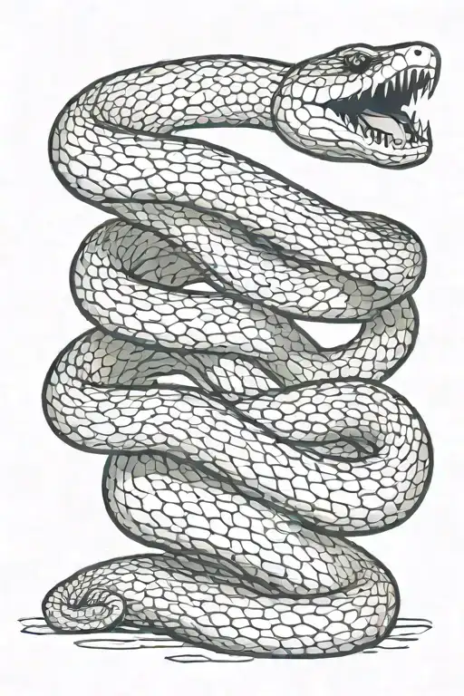 Full body snake with open mouth hovering tattoo design idea