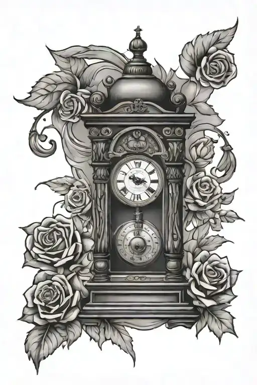 wickets, digital camera, grandfather clock , Hudson  tattoo design idea