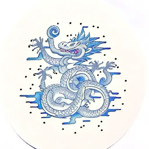 Dragonball z clouds with a dragon and monkey  tattoo design idea