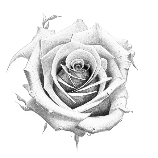 single fine line rose with gap in stem with initials P.T.H in the stem  tattoo design idea