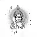 KRISHNA FLUTE WITH FLOWER  tattoo design idea