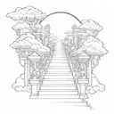 Stairway to heaven with god on a cross at the top tattoo design idea