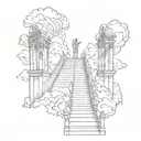 Stairway to heaven with god on a cross at the top tattoo design idea
