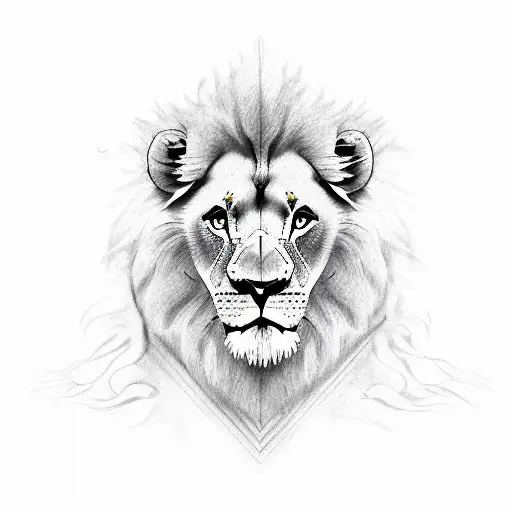 lions on heart shape tattoo design idea