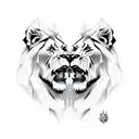 two lions shaped into a heart tattoo design idea