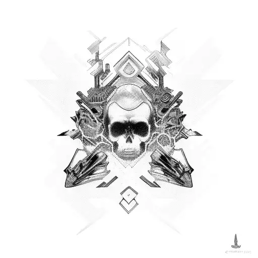 cyber sigilism inspired by Grimes tattoo design idea