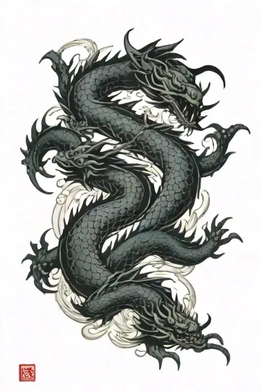 dragon on water back tattoo but ink is smoky and transparent  tattoo design idea
