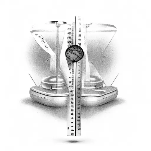 a scale showing regret weighing heavier then discipline tattoo design idea