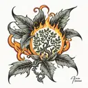burning bush and broken words  tattoo design idea