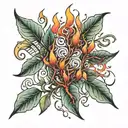 burning bush and broken words  tattoo design idea