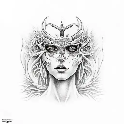 mara slavic goddess of death and rebirth of nature tattoo design idea