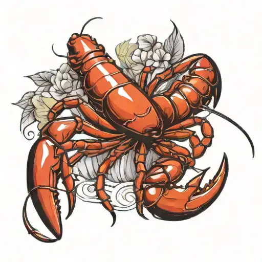 lobster with date tattoo design idea