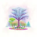 A whimsical forest scene with vibrant Peruvian lilies blooming among towering trees tattoo design idea