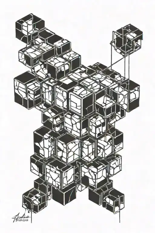 Rubik's cube 1974 American traditional tattoo tattoo design idea