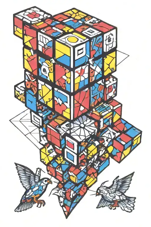 Rubik's Cube transforming 1974 incorporated into the design tattoo design idea