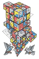 Rubik's Cube transforming 1974 incorporated into the design tattoo design idea