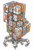 Rubik's Cube transforming 1974 incorporated into the design tattoo design idea