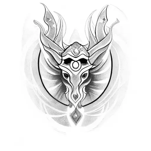 A tattoo design combining a hindu, tamil and lucifer symbol in a unique and abstract way tattoo design idea