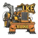 luke name with bulldozer tattoo design idea
