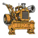 luke name with bulldozer tattoo design idea