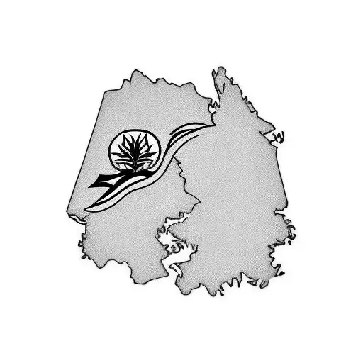 forearm tattoo that includes Jamaica flag, Jamaica map and text of "out of many, one people" with less shades and more o tattoo design idea