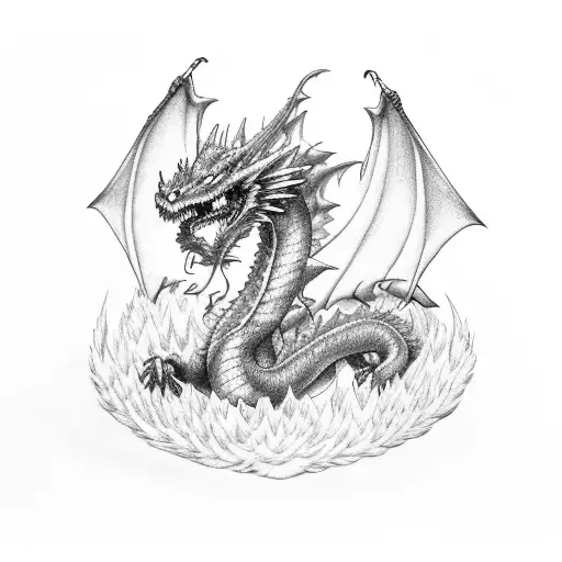 smoke dragon with wings tattoo design idea