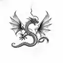 smoke dragon with wings tattoo design idea