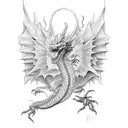 smoke dragon with wings tattoo design idea