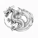 smoke dragon with wings tattoo design idea