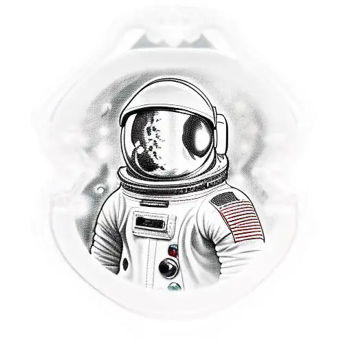 spaceman and card deck tattoo design idea