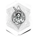 spaceman and card deck tattoo design idea