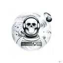 spaceman and card deck tattoo design idea