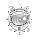 spaceman and card deck tattoo design idea