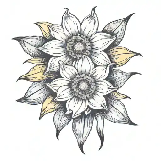 simple violet Daisy  and Narcissus flower tattoo tattoo design idea