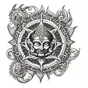 trident vajra sudarshan chakra tattoo design idea