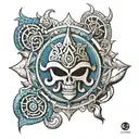 trident vajra sudarshan chakra tattoo design idea