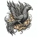 angry  Phoenix on fire  black and grey tattoo tattoo design idea