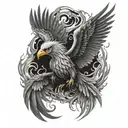 angry  Phoenix on fire  black and grey tattoo tattoo design idea