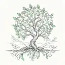tree of life with half leaves falling tattoo design idea