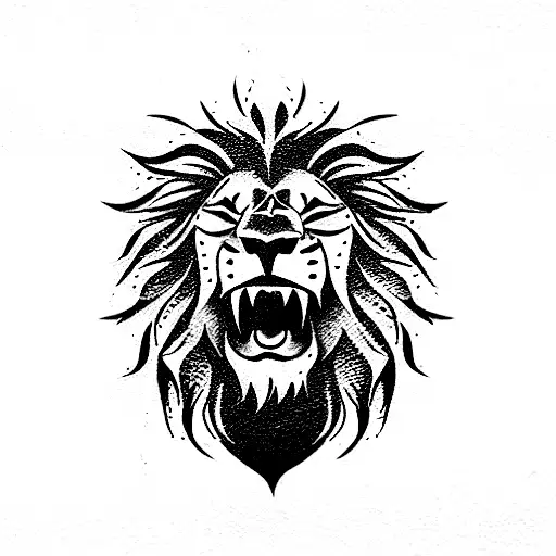 Lion roaring  tattoo design idea