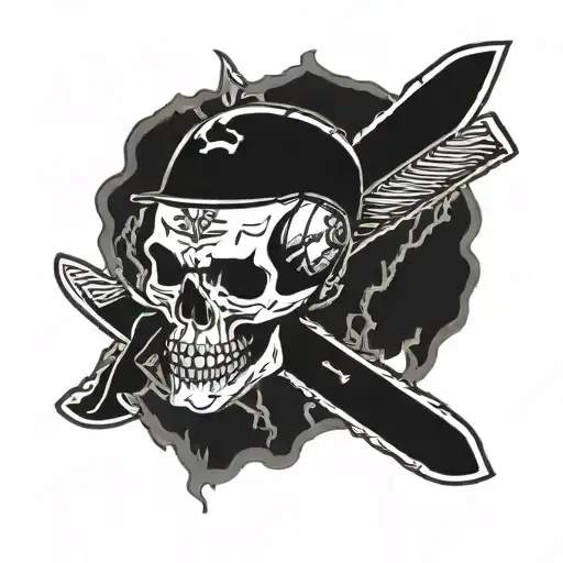 skull with skate and ice ax alpinisme tattoo design idea