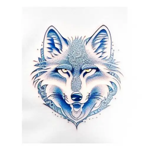 black blue wolf tattoo design idea