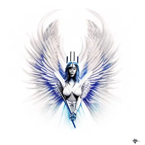 angel warrior tattoo design idea