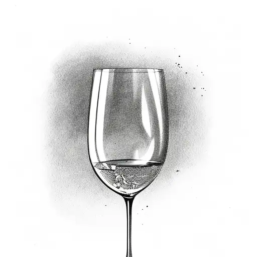 cracked wine glass with stem tattoo design idea